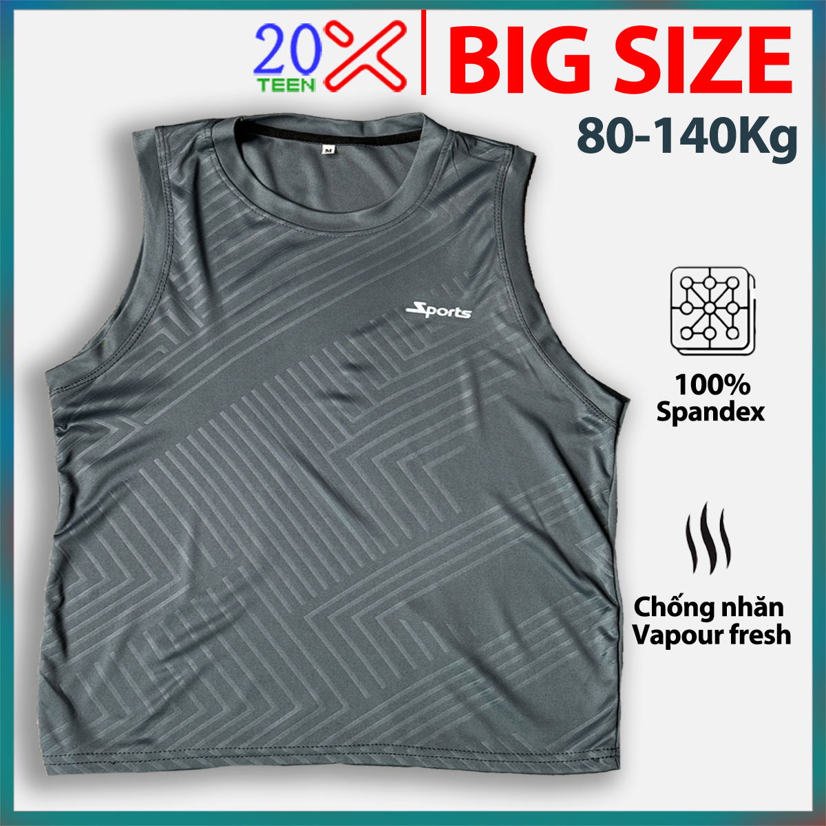 Áo BIG SIZE ba lỗ tanktop nam sát nách kiếu dáng thể thao vải thun lạnh vân VNO70