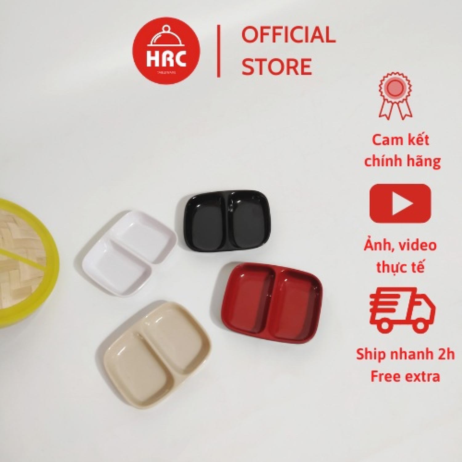 Đĩa đựng gia vị, nước chấm 2 ngăn melamine FATACO