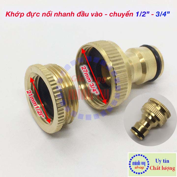 ĐẦU NỐI ĐỒNG TẠI VÒI PHI 21-27mm (1/2"-3/4") RA NỐI KHỚP NHANH