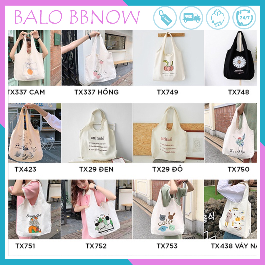 Túi Tote vải Canvas giá rẻ thời trang đi học