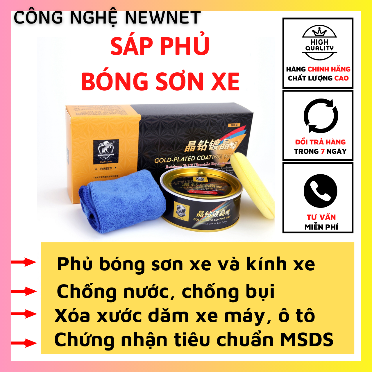 Sáp Phủ Bóng Sơn Xe - Chống Nước Gương Kính Ô tô Xe Máy - Tạo Hiệu Ứng Khúc Xạ -Sơn Sáng Bóng