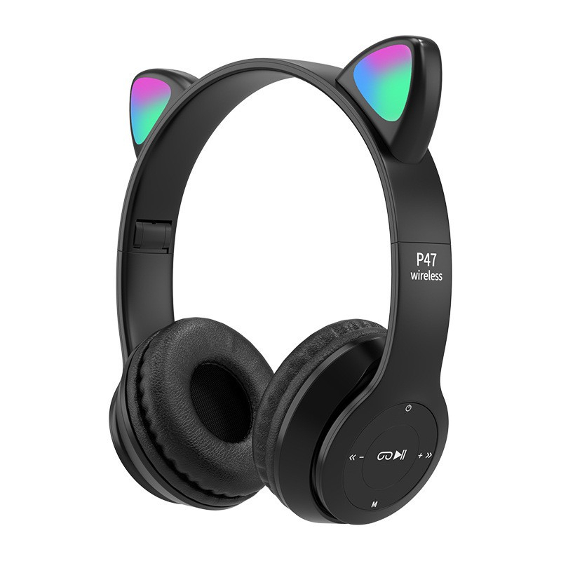 Hoàn tiền 15% - Tai nghe Bluetooth chụp tai mèo P47 nghe nhạc 6h