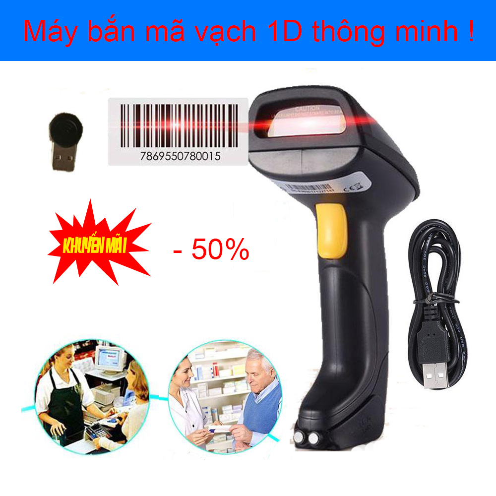 Máy Bắn Mã Vạch, Máy Đọc Mã Vạch, Máy Quét Mã Vạch Không Dây, Mua Ngay Máy bắn Mã Vạch Sản Phẩm chất lượng cao,hàng cao cấp nhập khẩu(Loại tốt).BH 1 đổi 1[-50%]