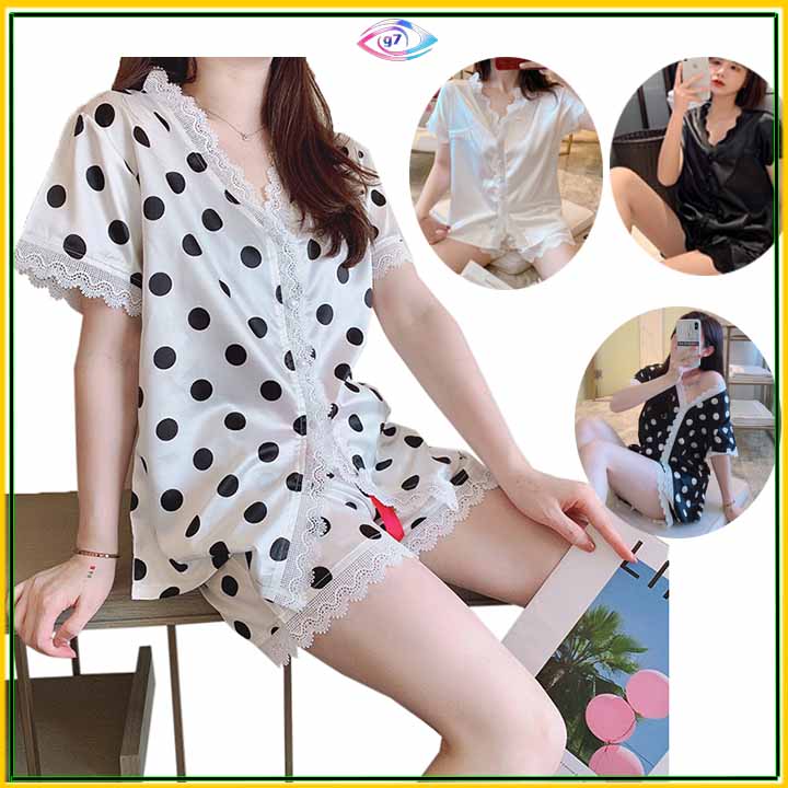 Đồ Bộ Lụa Satin Pijama Sọt Đùi Mặc Ở Nhà Nữ ⚡ MẶC LÀ THÍCH ⚡ Bộ Ngủ Nữ Tiểu Thư Cộc Tay Mùa Hè Nhiều Mẫu Dễ Thương 01