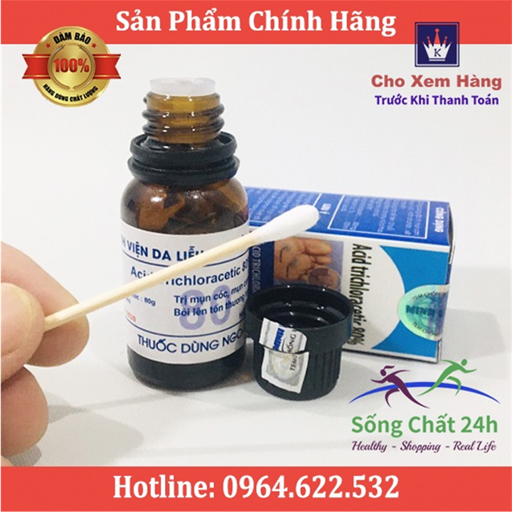Aicd trichloracetic 80% - bôi mụn cơm, mụn cóc, mắt cá chân, vết chai sần, gai sinh dục viện da liễu hcm