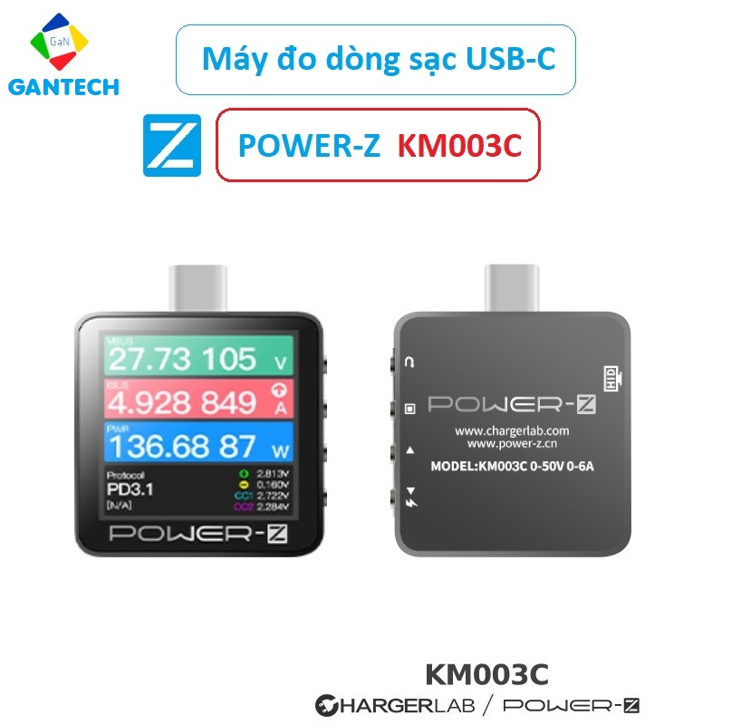Power-z km003c máy đo cường độ dòng sạc chargerlab 240w pd3.1