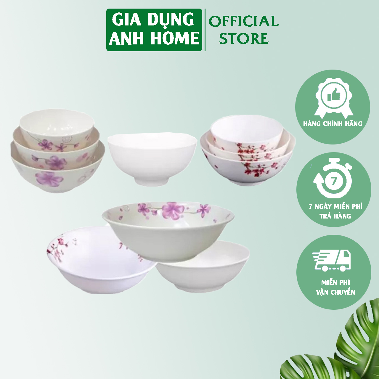 Bát nhựa tô nhựa Melamine ANPER Nhật Hàn cao cấp tròn bèo trơn A5 Cứng An Toàn Sang Trọng - Gia Dụng Anh Home cao cấp