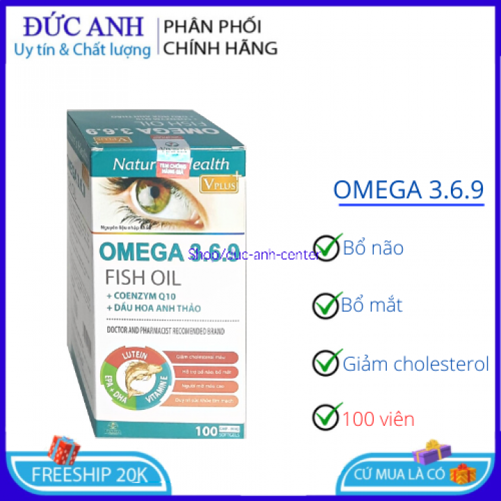 Dầu cá Omega 3.6.9 hỗ trợ giảm cholesterol máu, bổ mắt, bổ não, hỗ trợ cải thiện thị lực – 100 viên