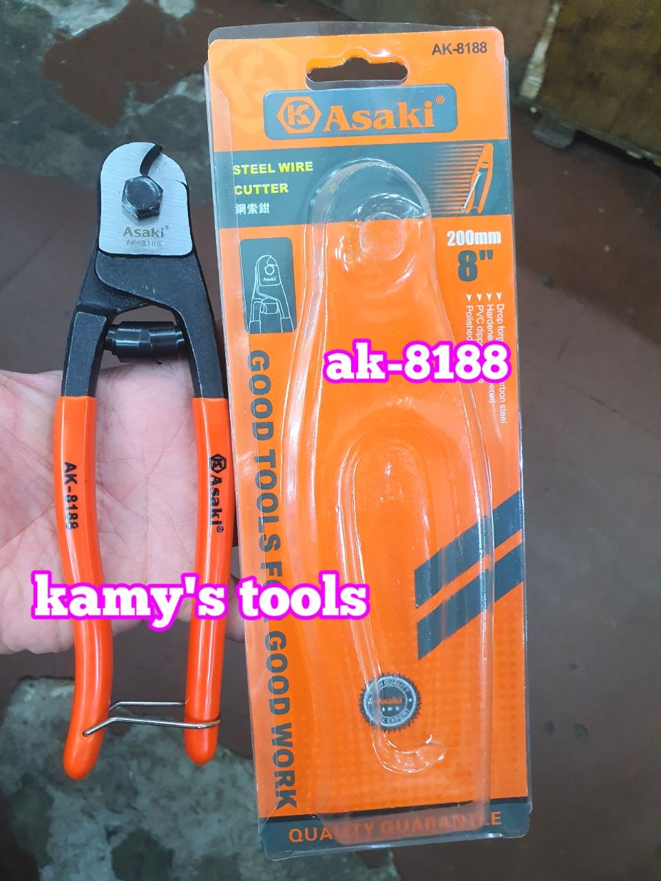 [hcm kìm cắt cáp thép 200mm asaki ak-8188 kềm cắt cáp