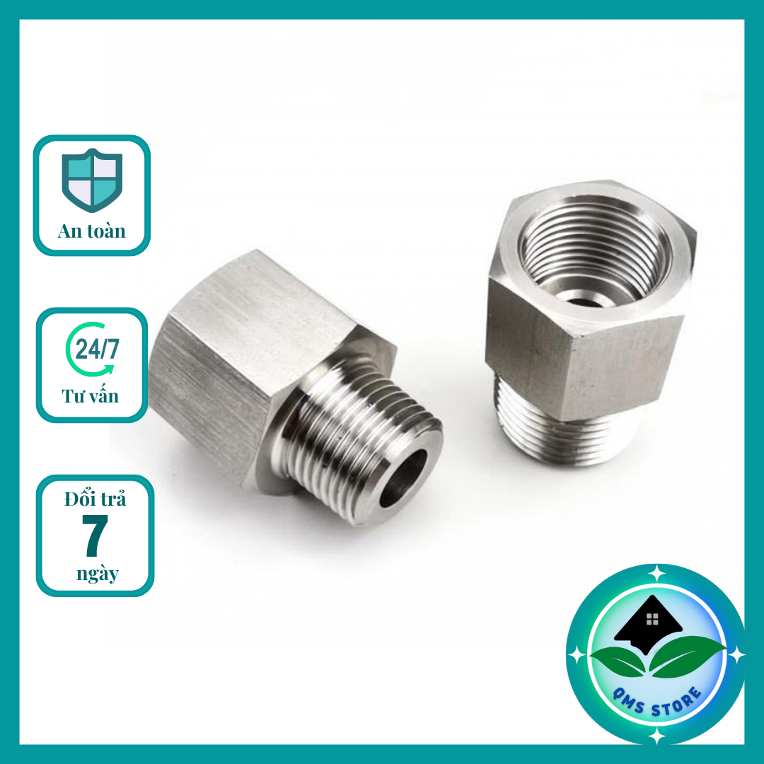 Lơ vuông inox bóng d15 - đầu nối ren ngoài phi 21 - hàng loại 1 mã pk107