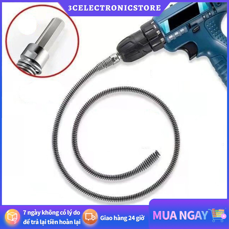  Dây thông tắc cống thông bồn cầu lò xo INOX siêu bền từ 10m lắp cùng máy khoan đã có đầu nối 