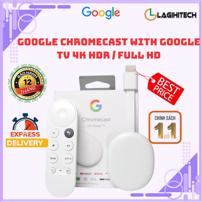Thiết bị thông minh Google Chromecast with Google TV Bảo hành 12 tháng - Hàng Chính Hãng