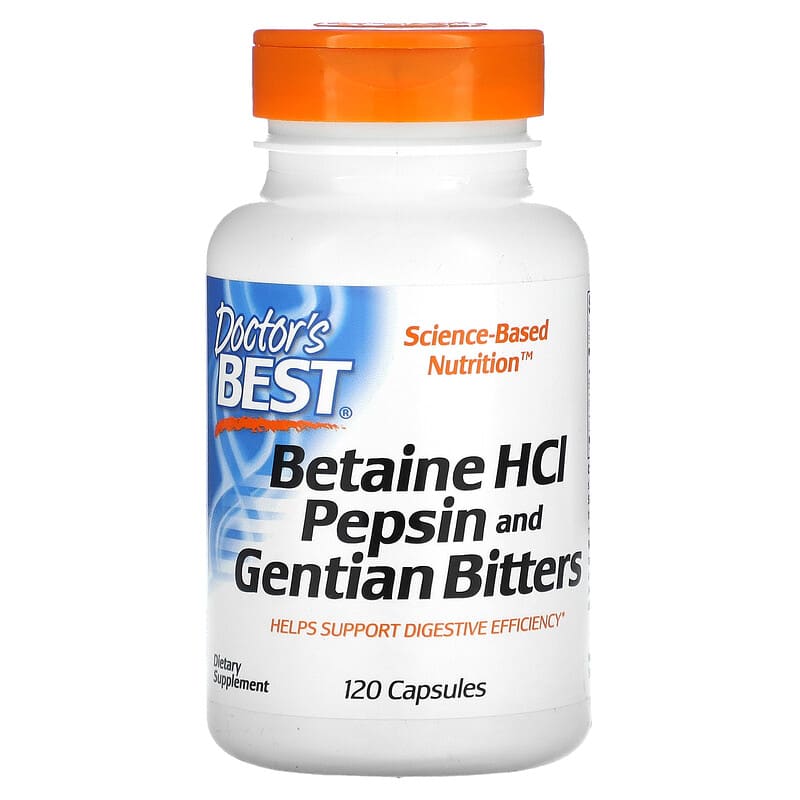 Viên Uống Hỗ Trợ Tiêu Hóa Và Hấp Thụ Protein Doctor’s Best Betaine HCl, Pepsin And Gentian Bitters 120 Viên