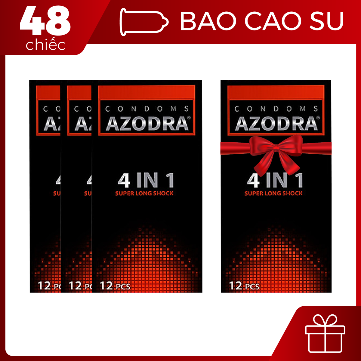 Combo 3 hop bao cao su malaysia azodra 4in1 mong gan gai keo dai . tang 1 hop cung loai