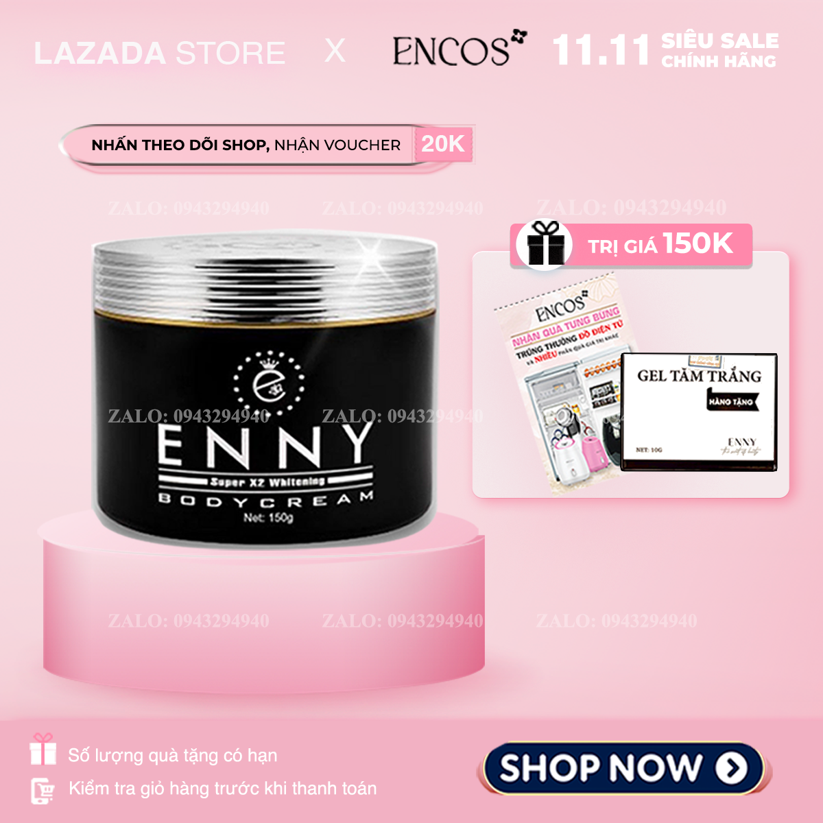 Kem dưỡng trắng da body x2 enny 150 gram tặng serum kích trắng body cao cấp 150 gram