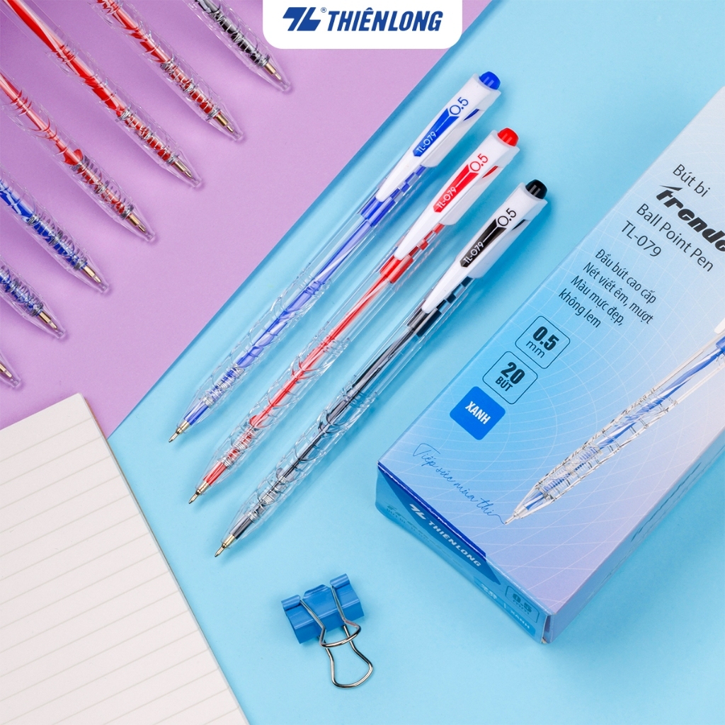 Bút bi thiên long tl-079, hộp 20 cây