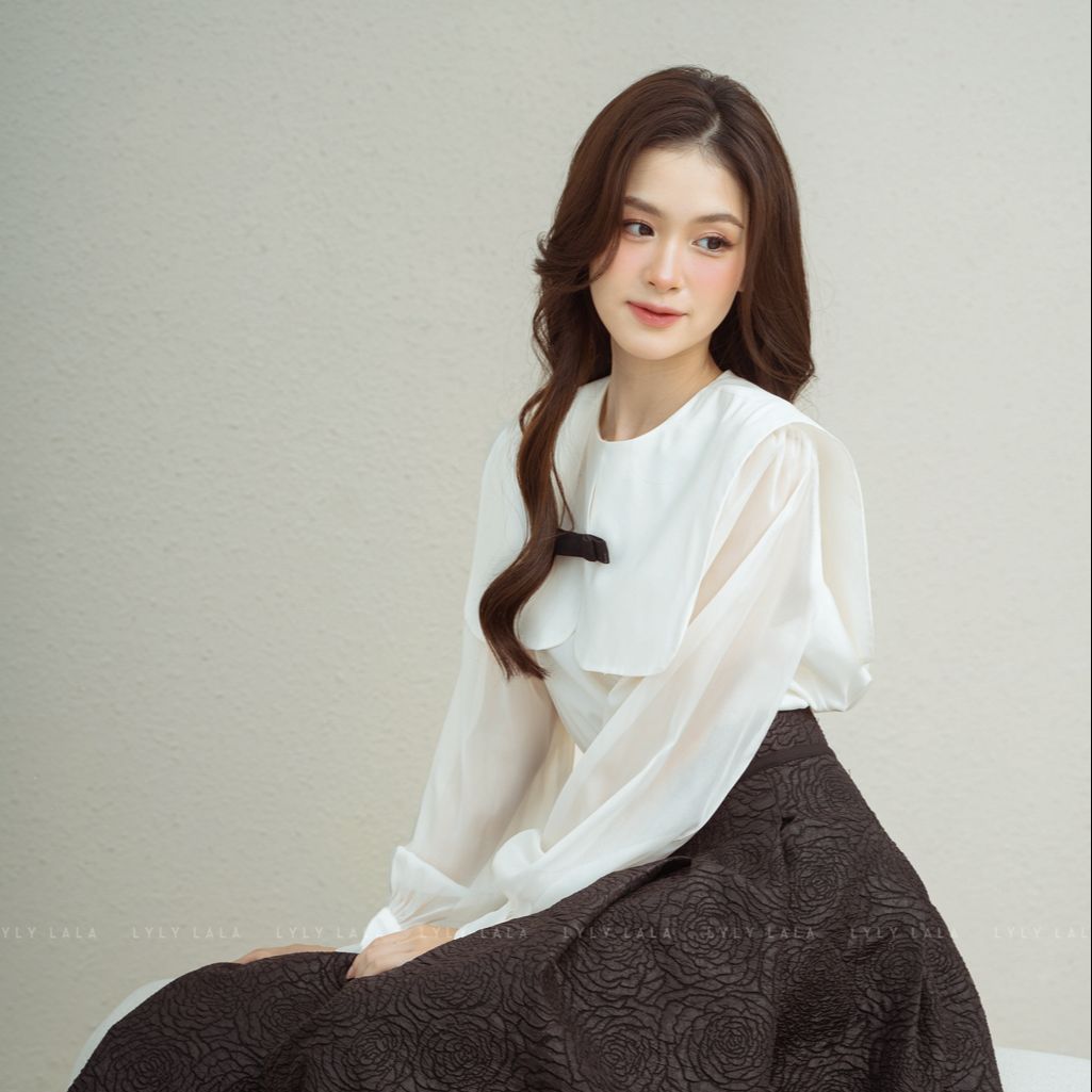 Áo sơ mi nữ chất liệu voan tơ áo kiểu nữ thiết kế cổ vuông Meli Top thiết kế độc quyền LYLY LALA áo sơ mi nữ tay dài