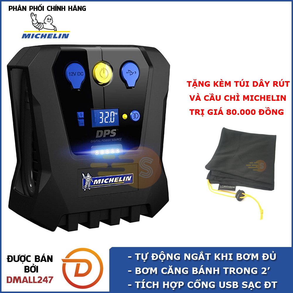 Máy bơm lốp đa năng tự ngắt 12v Michelin 12266