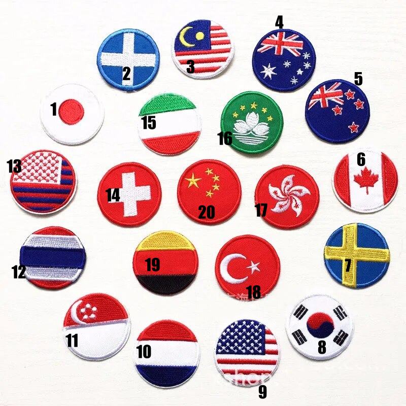 Sticker ủi nhiệt thêu logo hình cờ các quốc gia - Miếng vá ủi quần áo hình cờ các quốc gia N22