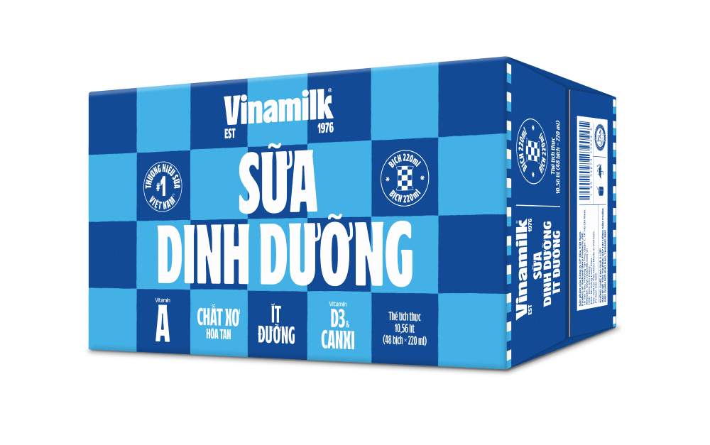 Thùng 48 Bịch Sữa Dinh Dưỡng Vinamilk ít đường 220ml