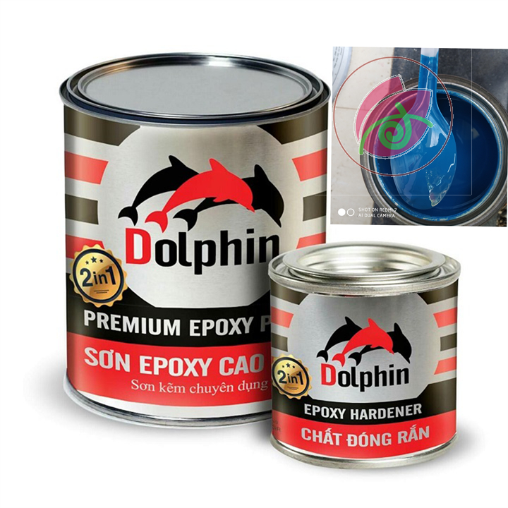 Sơn sắt mạ kẽm Epoxy Dolphin màu xanh YAMAHA 2 thành phần loại 1kg
