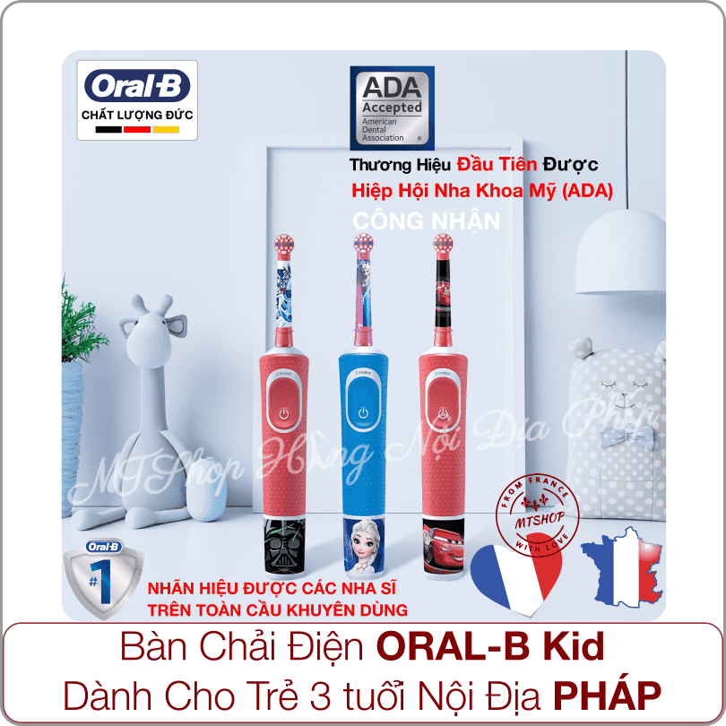 Bàn chải điện oral b 3+ nội địa pháp dành cho bé trên 3 tuổi