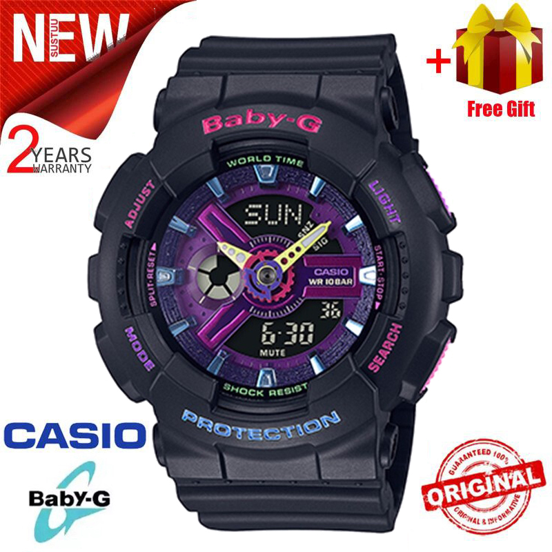 Đồng Hồ Thể Thao Nữ Baby G BA 110 Chính Hãng Hiển Thị Thời Gian Kép Đèn LED World Time Chống Nước Và Chống Nước Chống Sốc 100M Đồng Hồ Đeo Tay Thể Thao Nữ Với BA-110TM-1APR Bảo Hành 2 Năm - Pin trọn đời