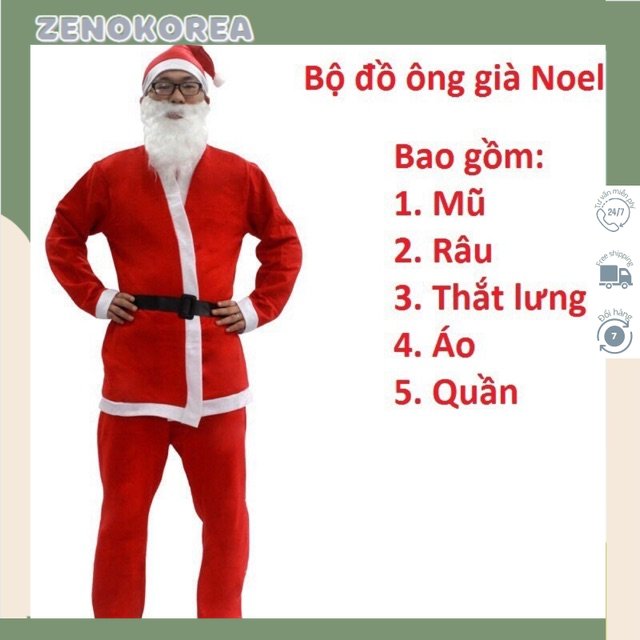 Bộ đồ ông già noel người lớn full set giáng sinh ZenoKorea