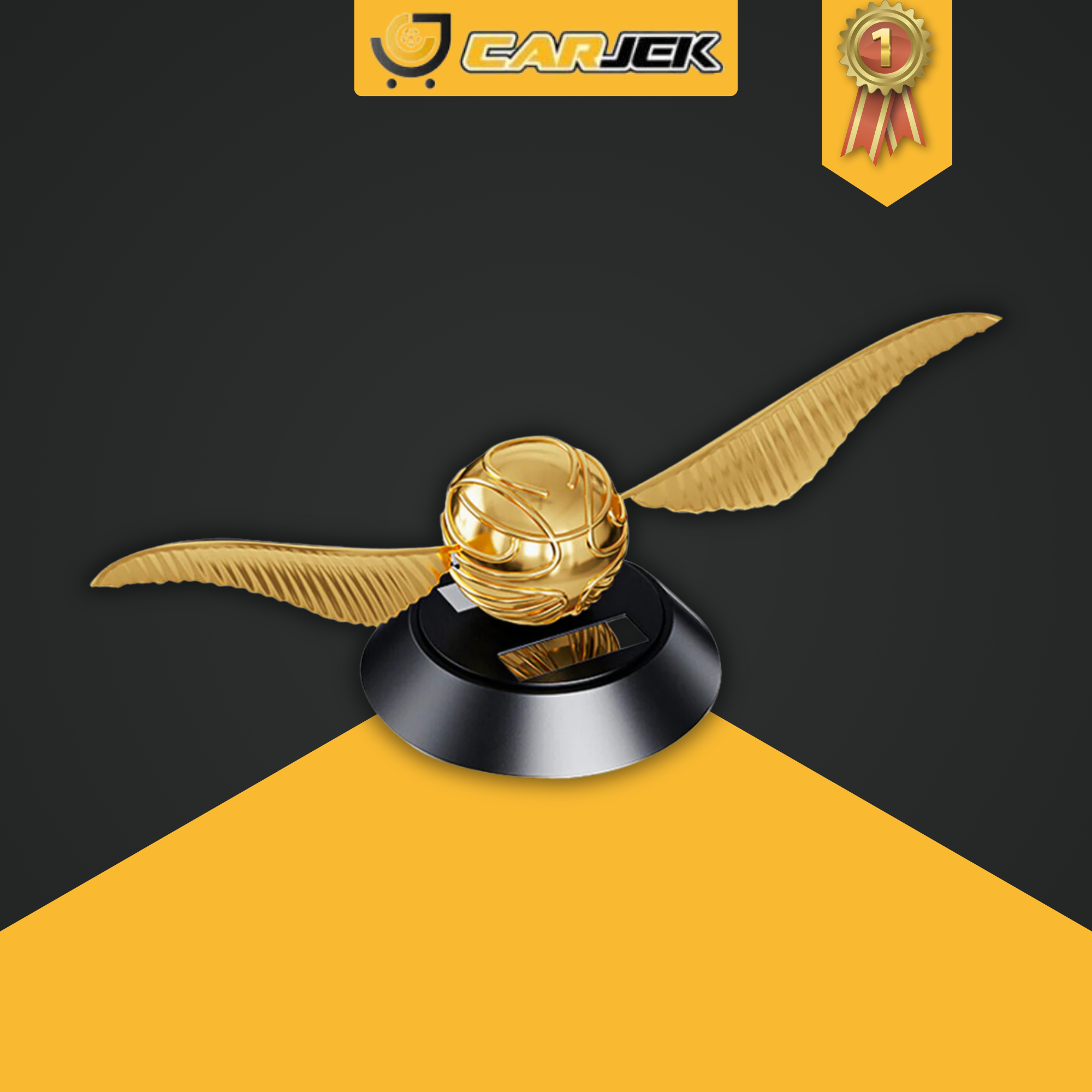 Máy xông tinh dầu ô tô xe hơi mini dạng bóng Golden snitch vẫy cánh và phun tinh dầu bằng năng lượng mặt trời, Máy khuếch tán tinh dầu xe ô tô trang trí taplo cực đẹp