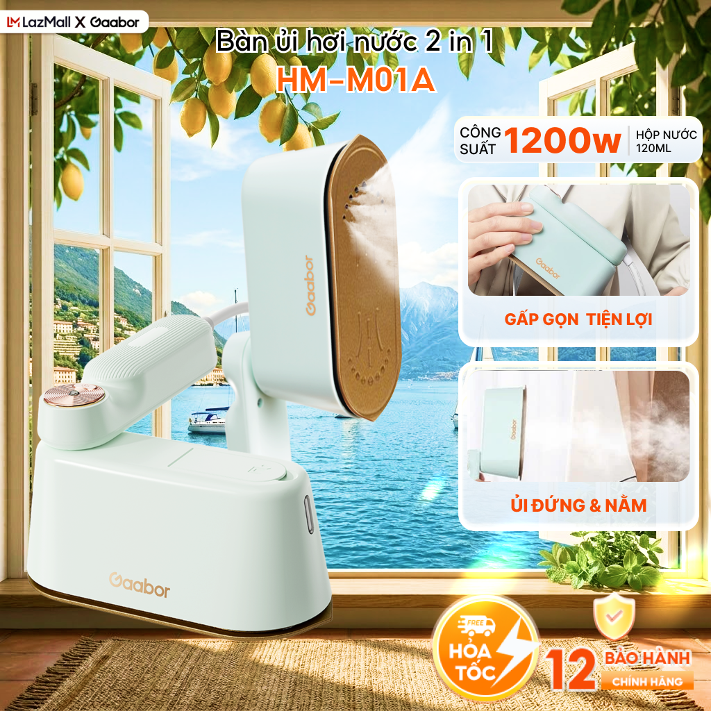 Bàn ủi hơi nước cầm tay gấp gọn Gaabor HM-M01A làm nóng nhanh 2 chế độ là nước và là khô tiện lợi - Bảo hành 12 tháng 1 đổi 1