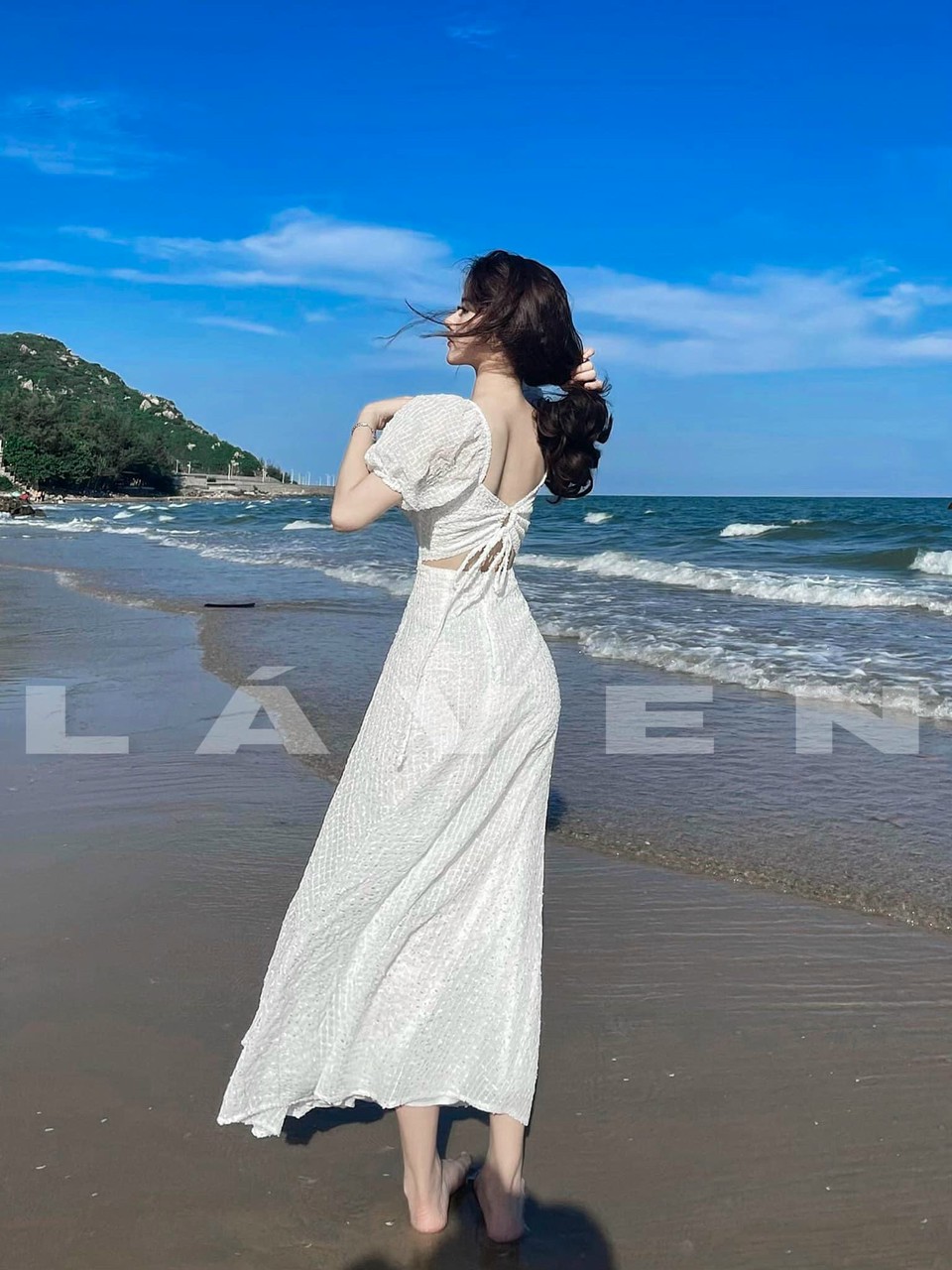 Đầm maxi tay ngắn cúp ngực sang chảnh