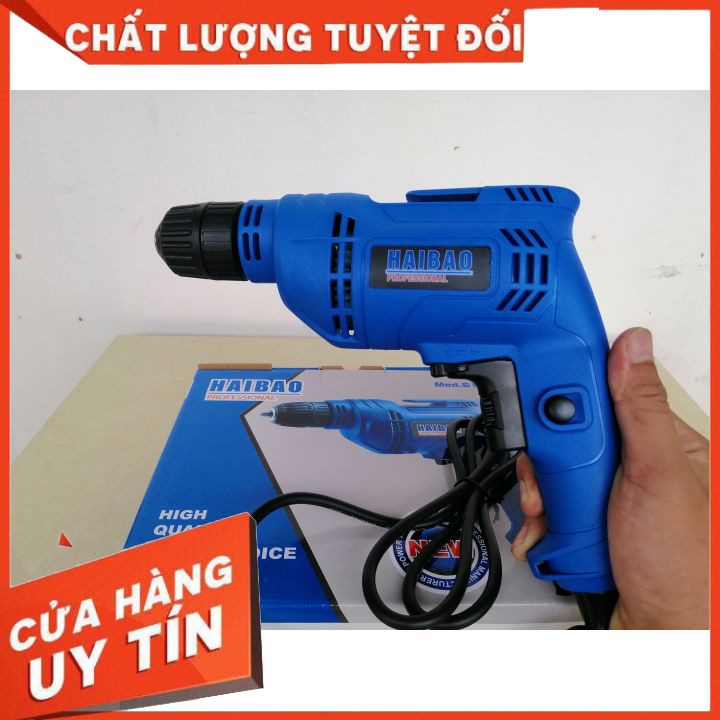 Máy khoan, máy bắt vít 2 chiều đa tốc độ haibao 6102 đầu 10mm