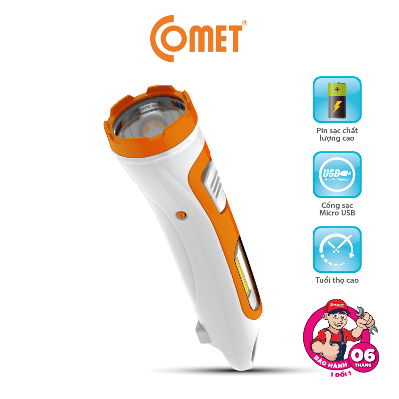 Đèn Pin Sạc Led Comet CRT453 thiết kế vô cùng độc đáo, chất liệu nhựa ABS an toàn,Áp dụng công nghệ Led mới, siêu sáng - Hàng Chính Hãng