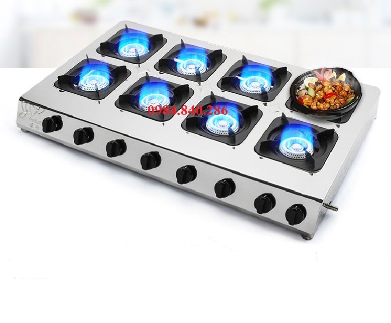 Bếp gas làm bánh xèo, mỳ cay, cơm niêu 8 lò - Bếp ga 8 cửa - Bếp gas 8 họng