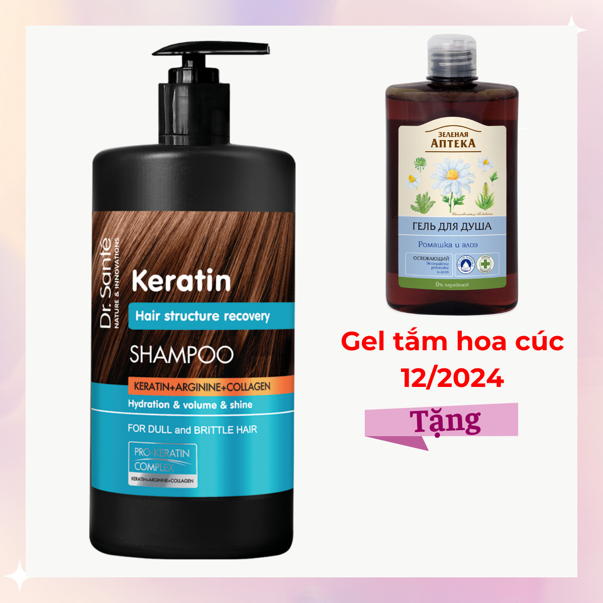 Dầu gội phục hồi cấu trúc tóc Dr. Sante Keratin 1000ml