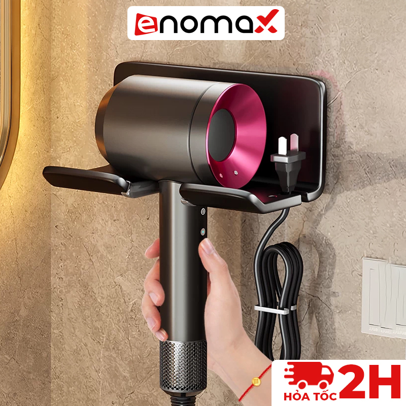 Giá Treo Máy Sấy Tóc Enomax chất liệu nhôm hàng không, lắp đặt không cần khoan, bảo hành 10 năm.