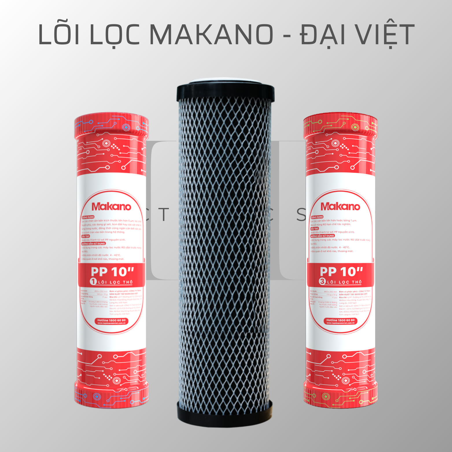 Lõi lọc nước 123 đại việt - combo 3 lõi lọc thô dùng cho daikiosan makano, hàng chính hãng
