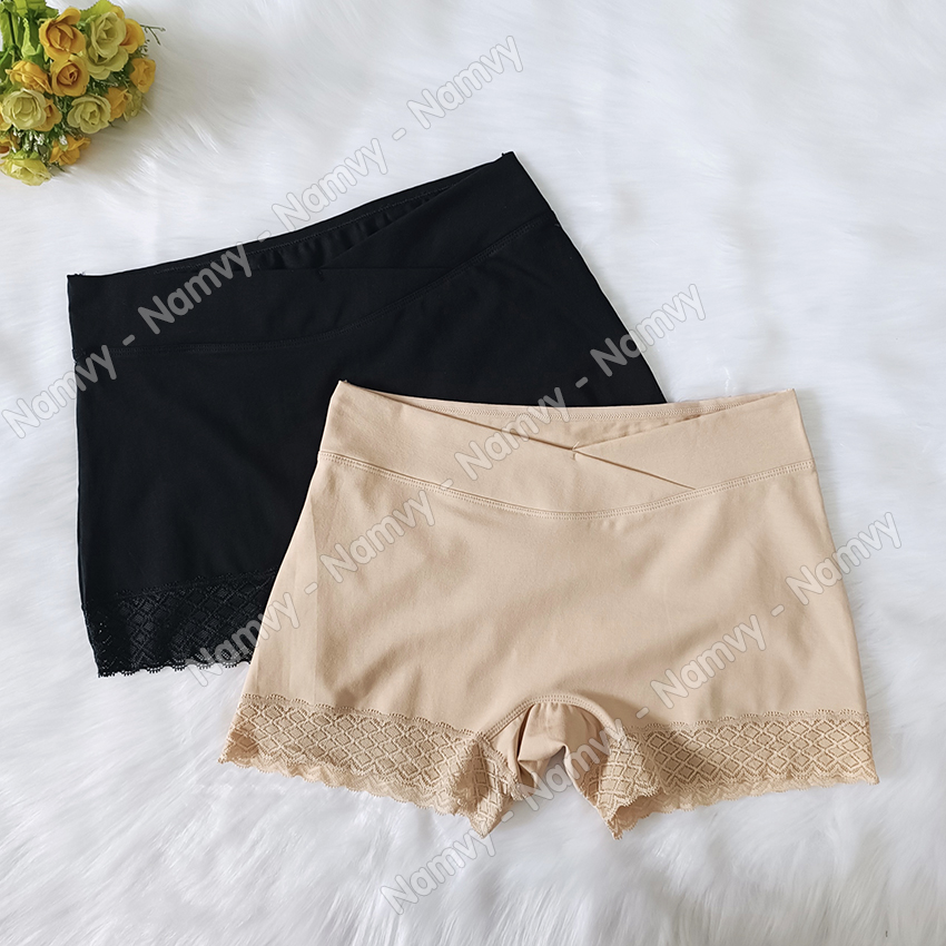 Quần mặc váy bầu cạp chéo viền ren NAMVY mịn mát