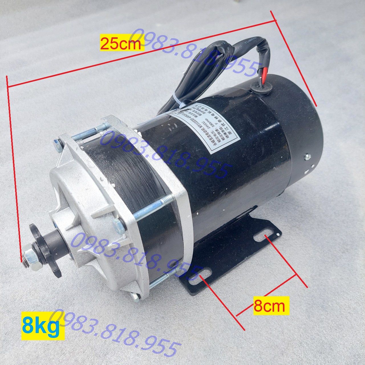 Động cơ motor 24v 650w giảm tốc hàng chuẩn công suất