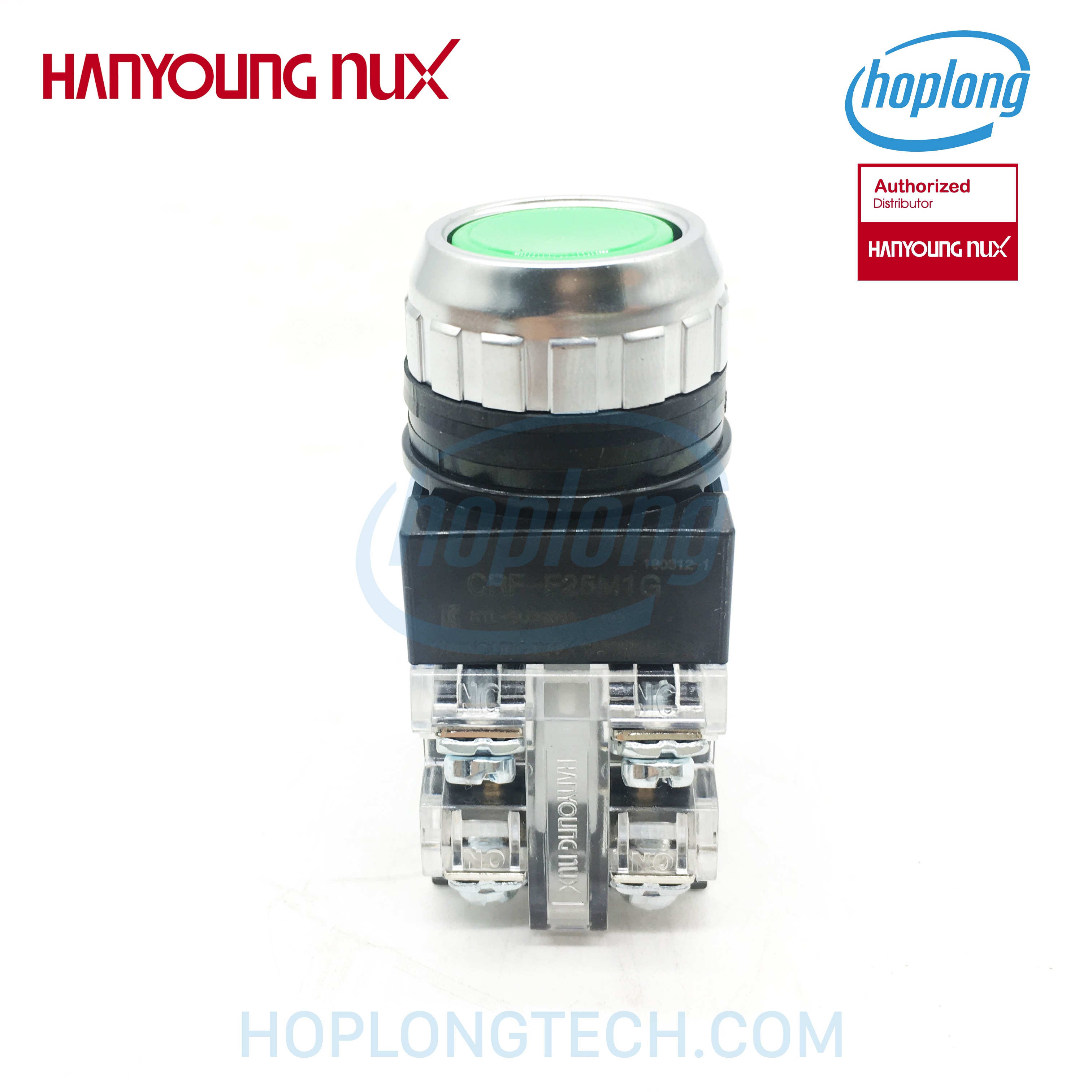 Crf-f25m1g nút nhấn hanyoung nux phi 25 - xanh lá - 1no 1nc - nhấn nhả