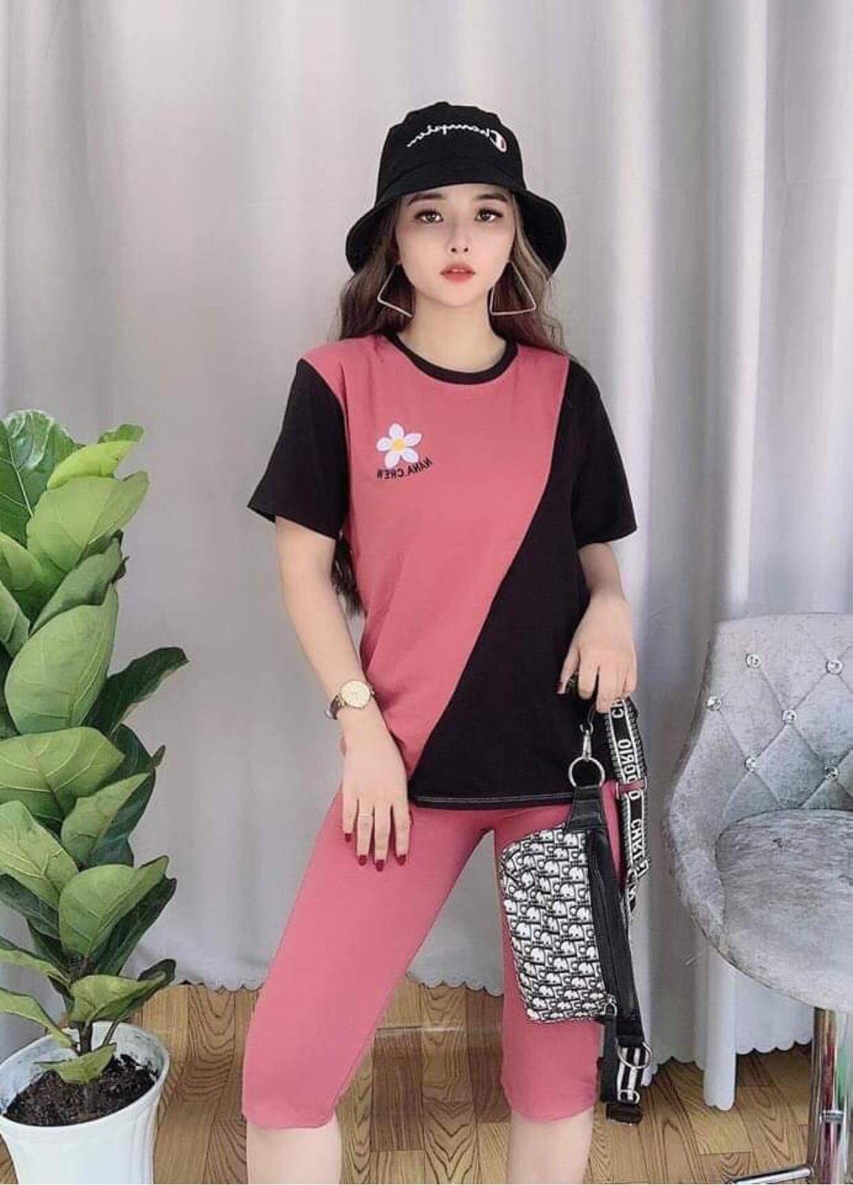 Set bộ lửng hoa cúc phối màu dễ thương
