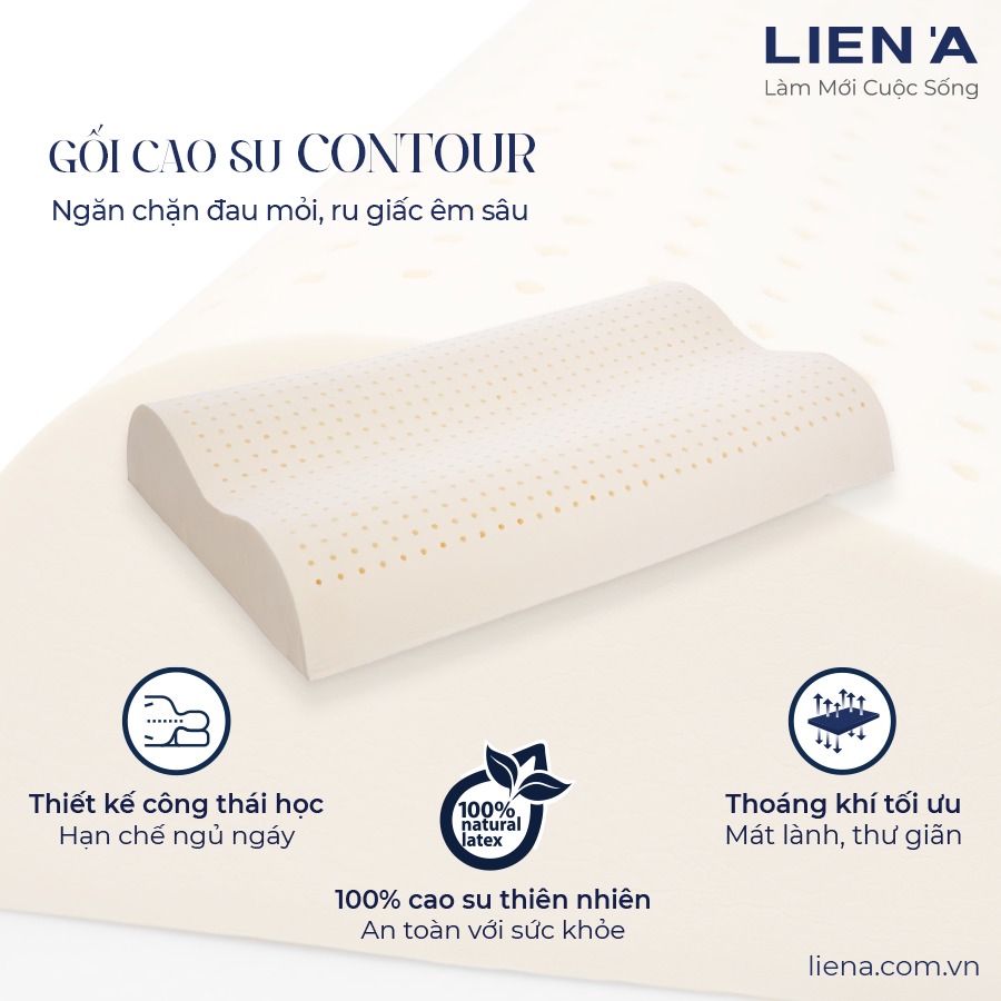 Gối Cao Su Thiên Nhiên  Liên Á Contour 38x51x10cm