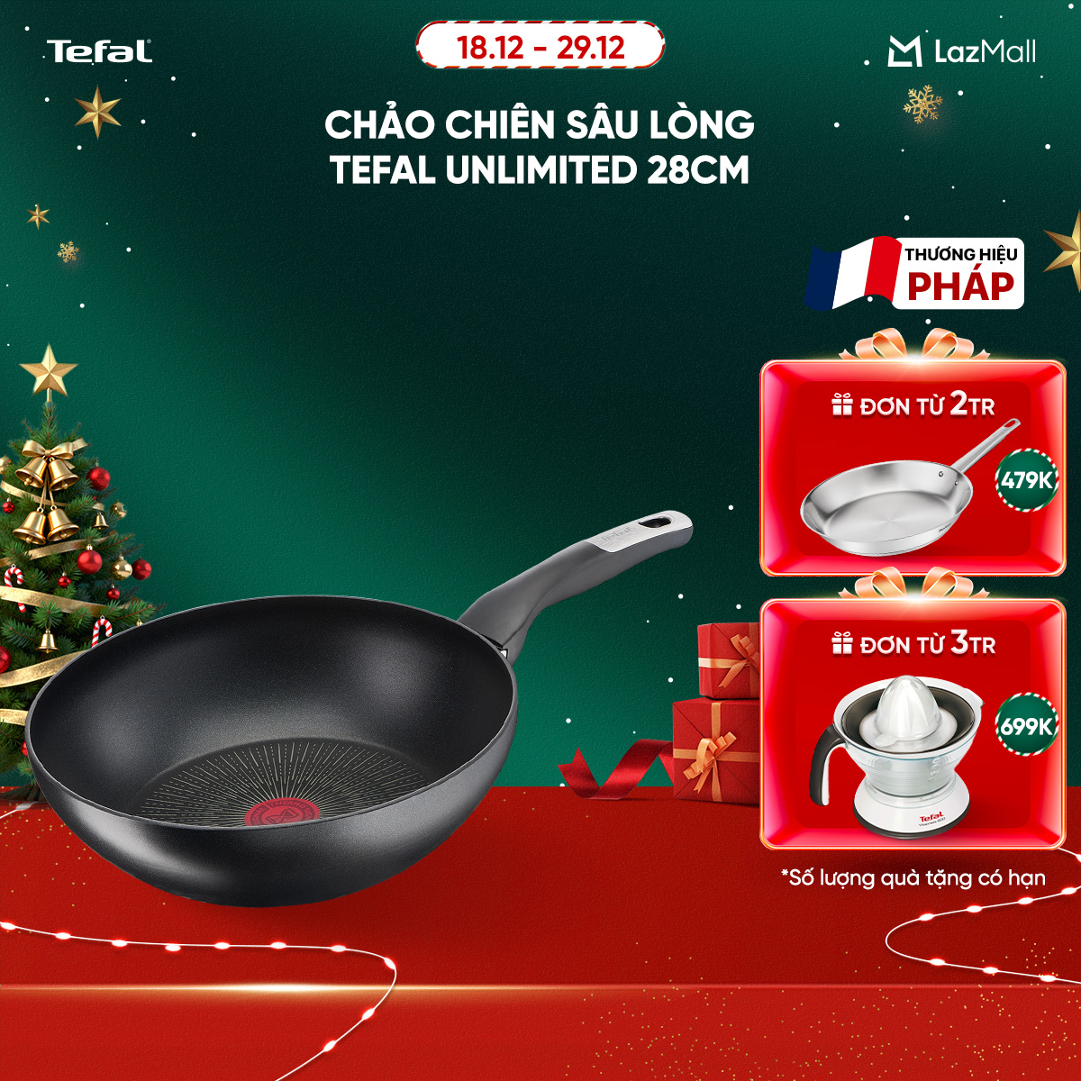   DEAL RẺ CHẠM SÀN MUA LÀ CÓ QUÀ  SỐ LƯỢNG CÓ HẠN  Chảo chiên sâu lòng Tefal Unlimited 28cm 