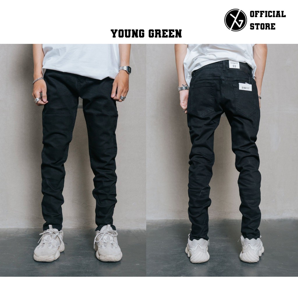 Young green brand® quần jeans đen destroy skinny