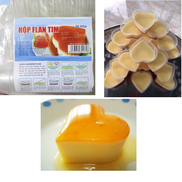 Combo 50 Khuôn Làm Pudding Bánh Flan Rau Câu Hình Trái Tim Có Nắp Tiện Dụng