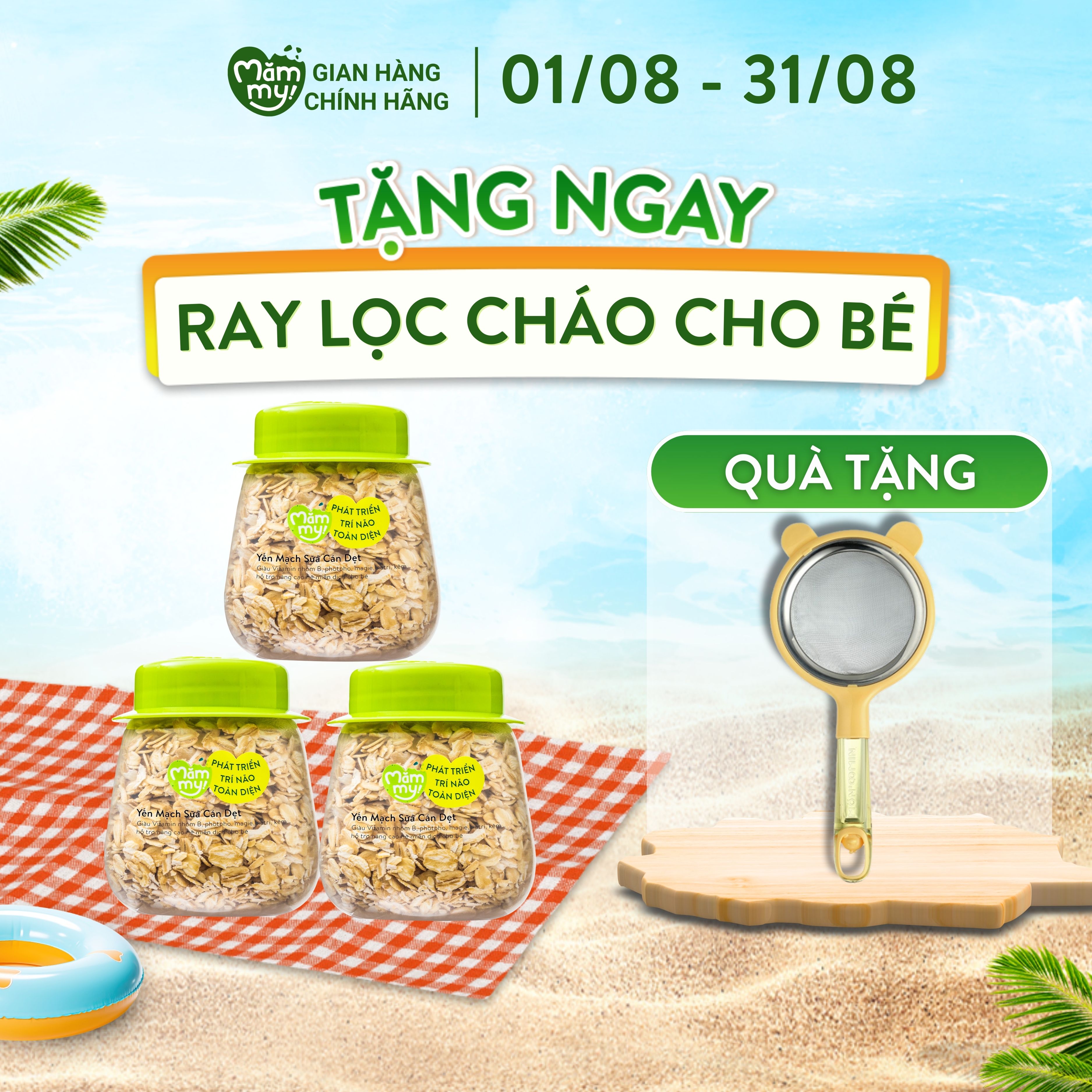 Set 3 hũ yến mạch sữa cán dẹt Mămmy nấu cháo cho bé ăn dặm
