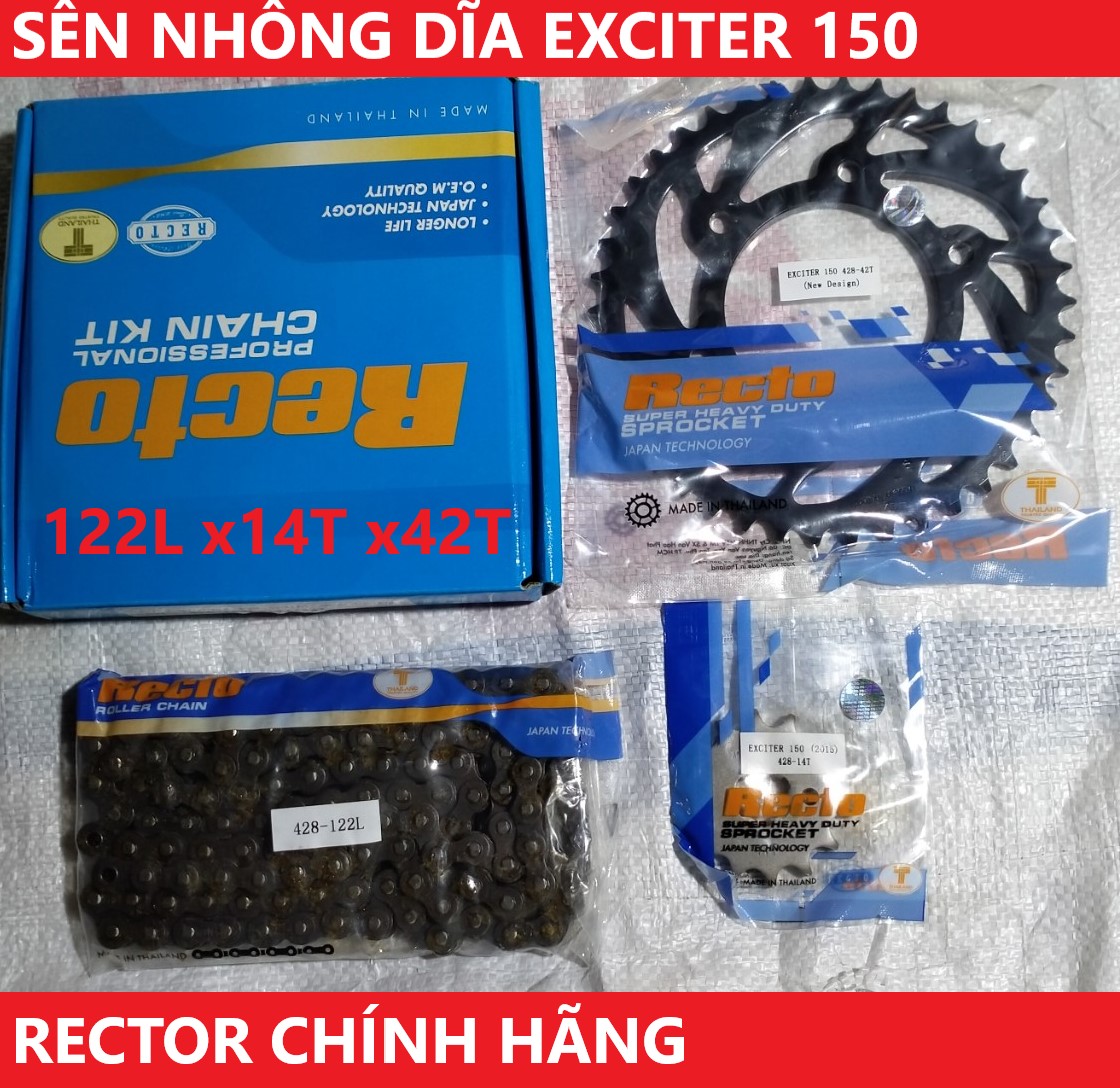 Sên nhông dĩa cho xe exciter 150 , sên màu đen, hiệu rector thailand.