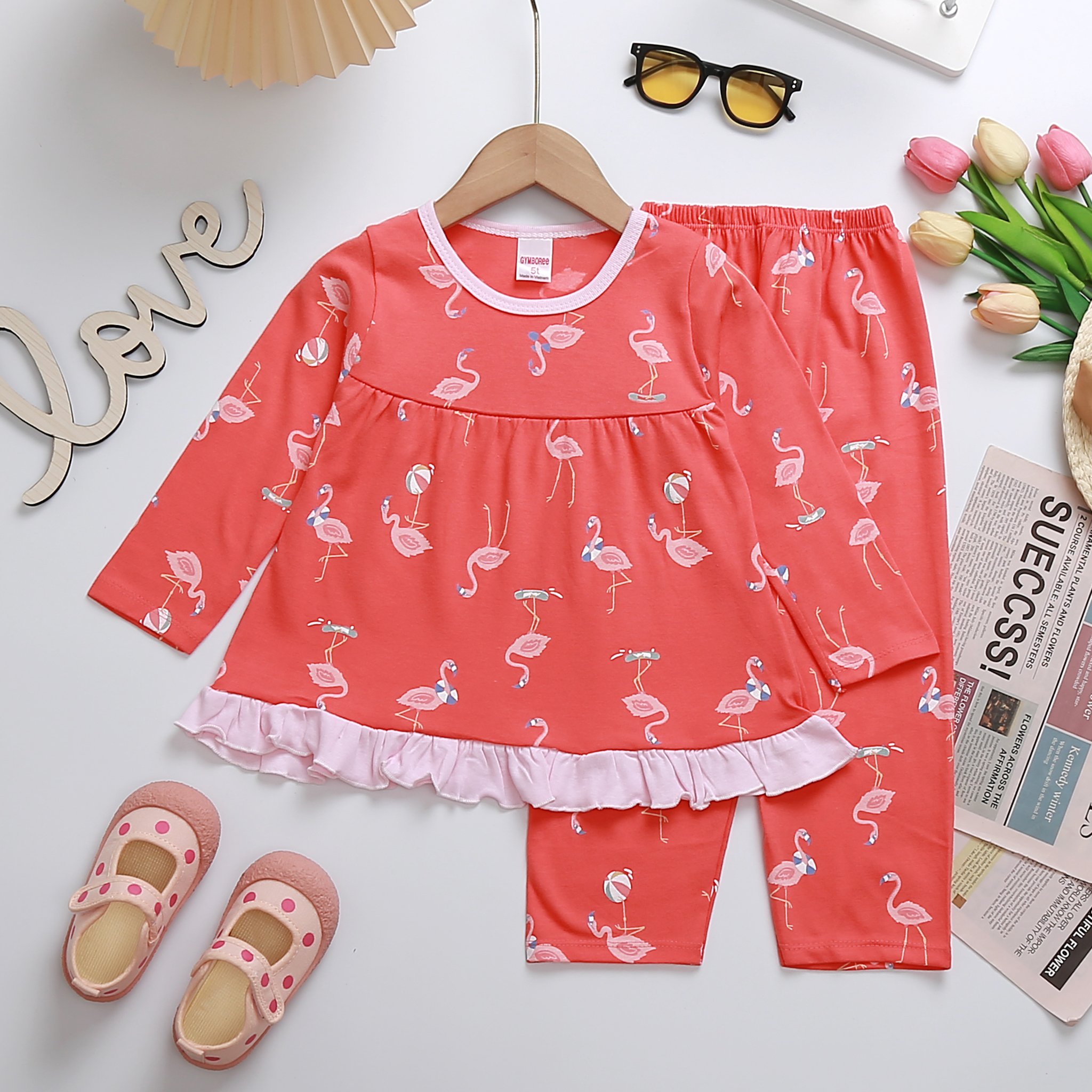 Đồ bộ bé gái bộ bé gái tay dài baby doll bé 2-5 tuổi thun cotton vnxk Jennie kids J519