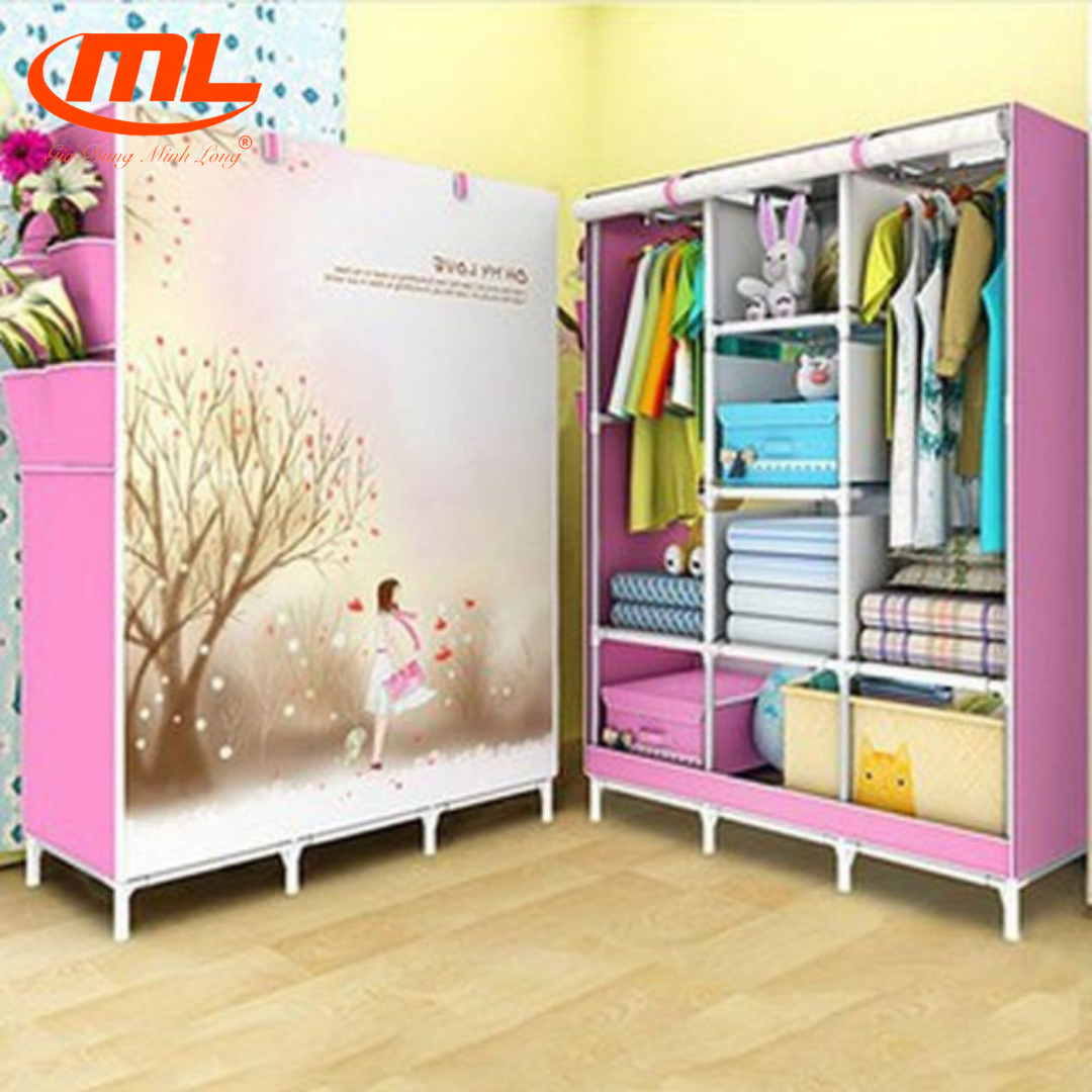 Tủ Quần Áo 3 buồng 6 ngăn họa tiết 3D