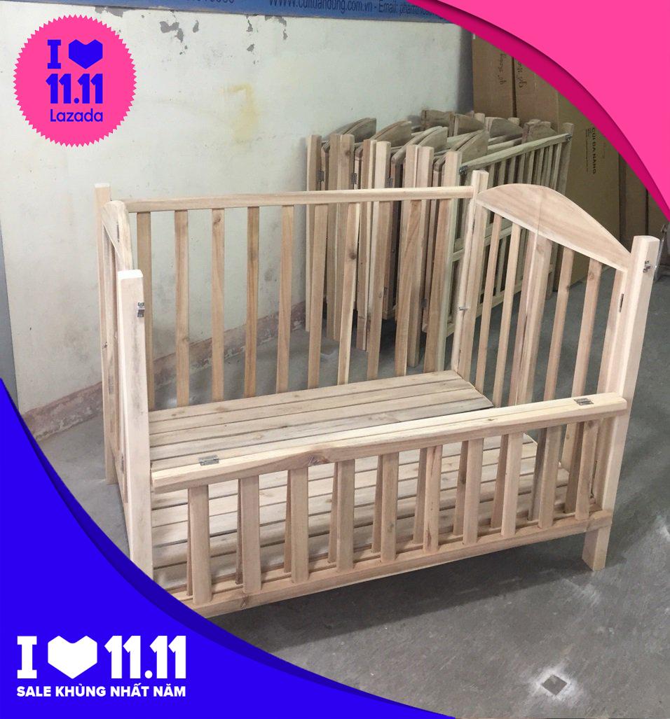 Giường cũi trẻ em 2 tầng cỡ đại GỖ MỘC KHÔNG SƠN , giường cho bé, cũi trẻ em, cui tre em, nôi cho bé, nôi trẻ em, noi tre em, giuong ngu cho be, giuong cui gia re, cui go cho be, cũi gỗ cho bé - Babimart HN